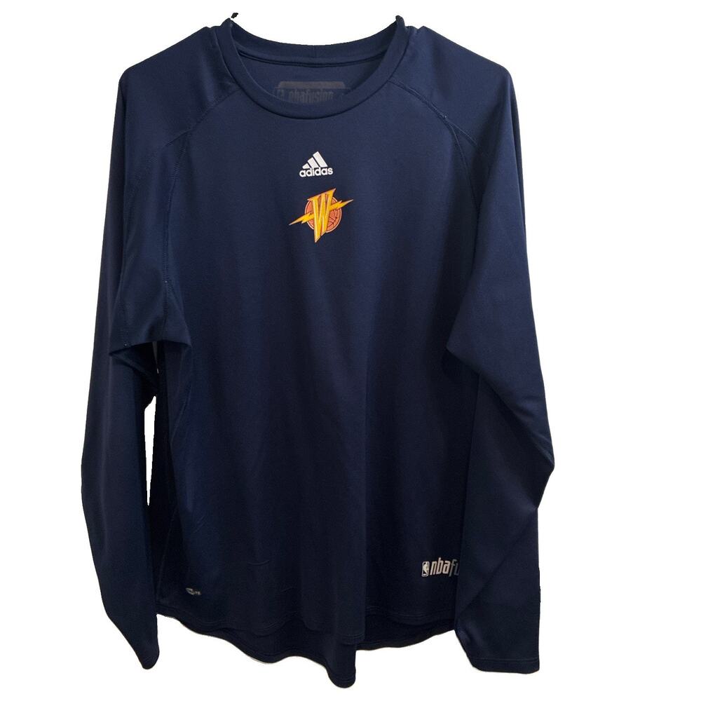 Adidas NBA Fusion Golden State Warriors Long Sleeve Shirt Lightning Fits Like L